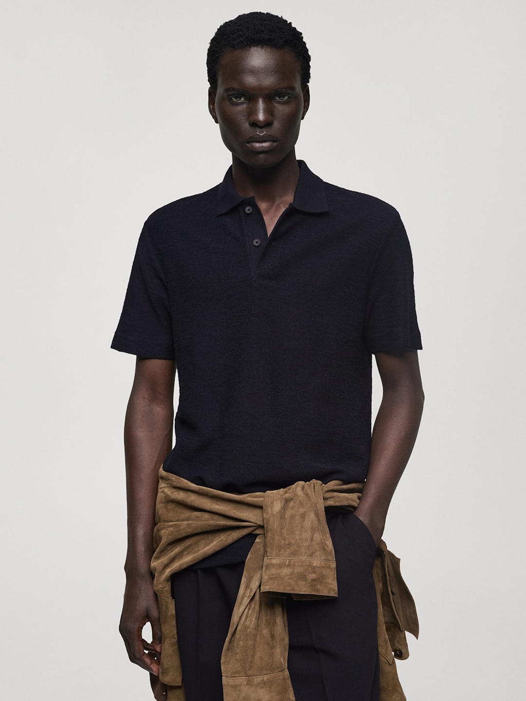 

MANGO MAN Polo Collar T-shirt, Black