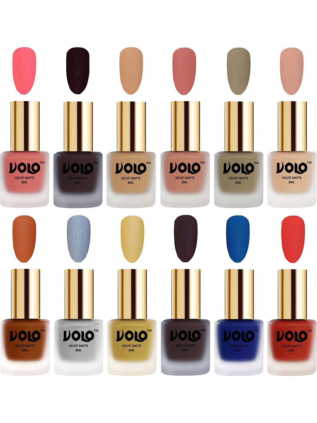 

VOLO Set Of 12 Velvet Matte Nail Polish - 8 ml Each, Multi