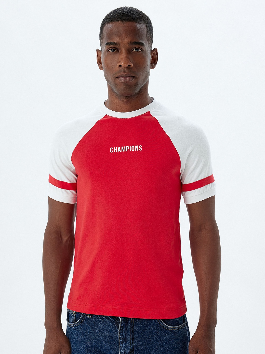 

Koton Men Colourblocked Slim Fit Cotton T-shirt, Red