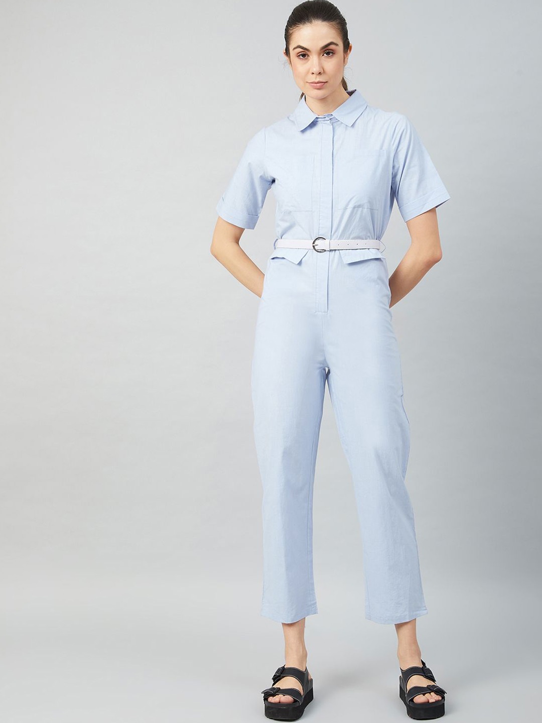 

Athena Women Cotton Basic Jumpsuit, Blue