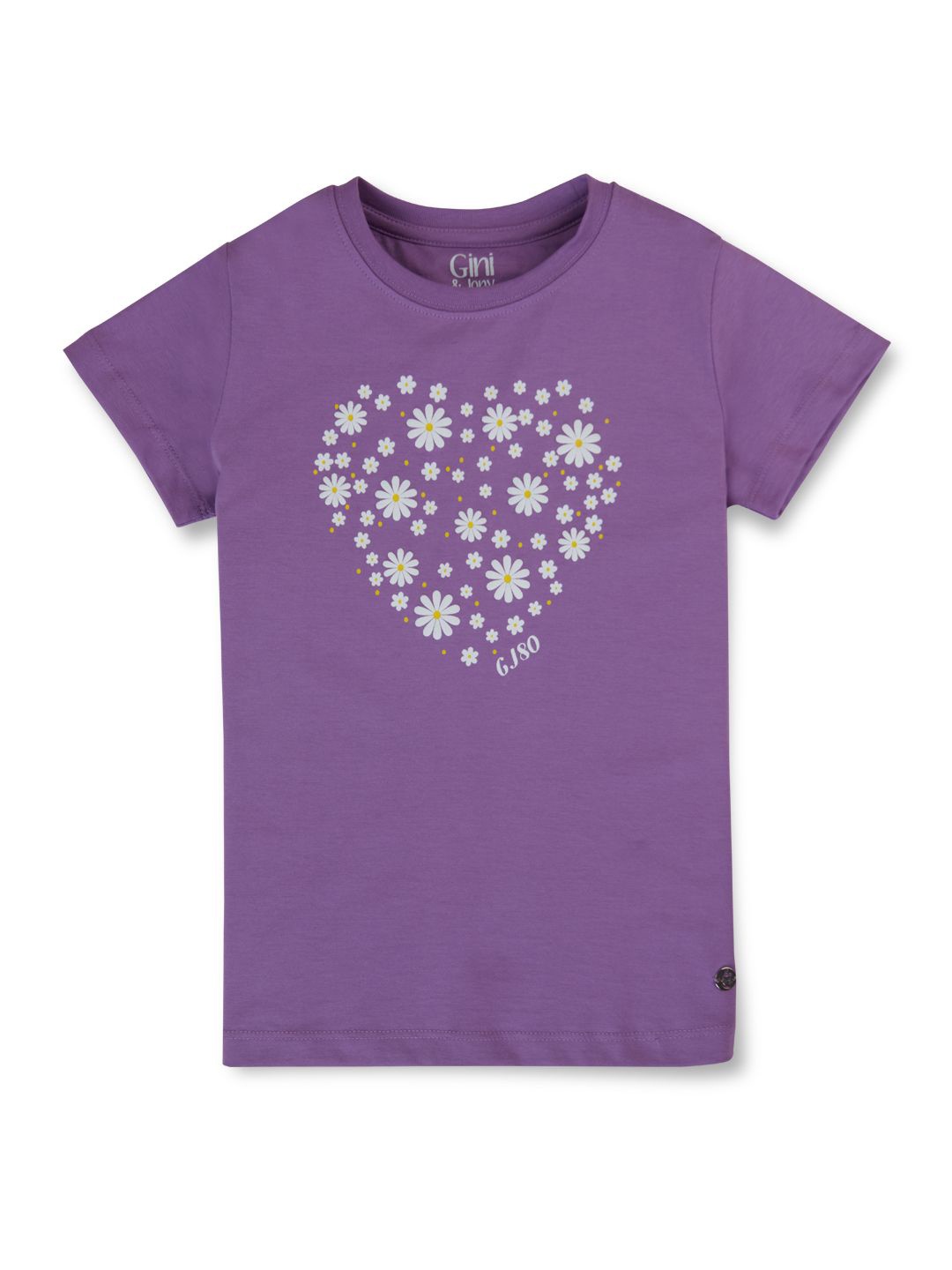 

Gini and Jony Girls Floral Printed Round Neck Cotton T-shirt, Purple