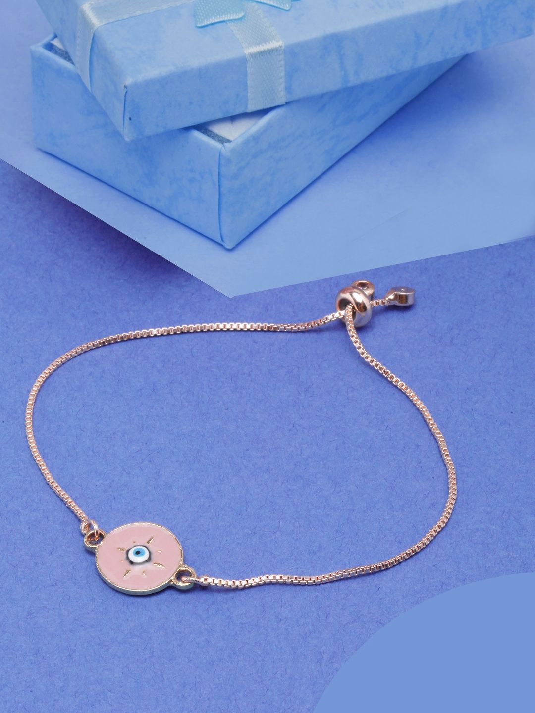 

KPOP Rose Gold-Plated Evil Eye Enamelled Wraparound Bracelet