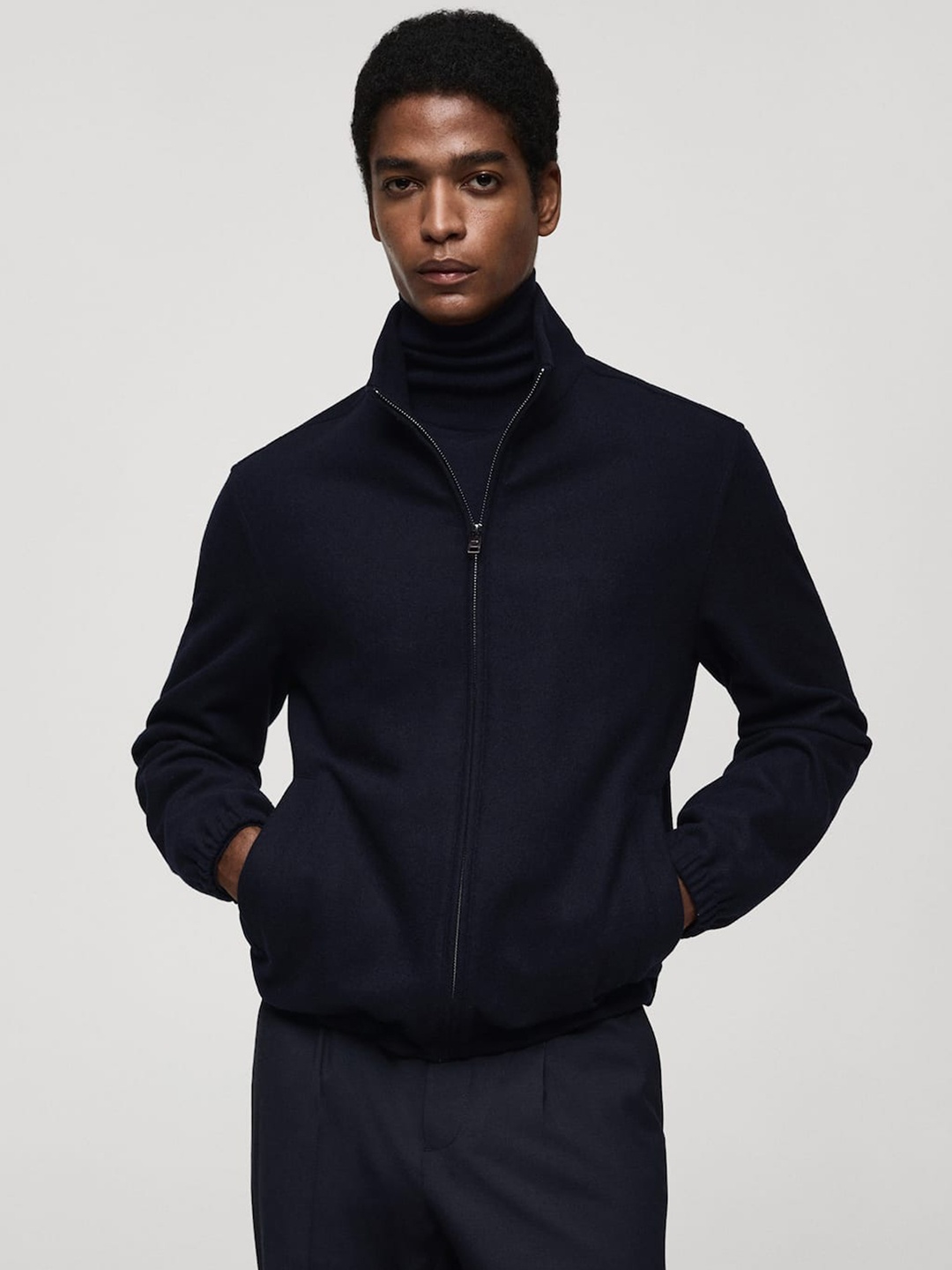 

MANGO MAN Knitted Tailored Jacket, Navy blue