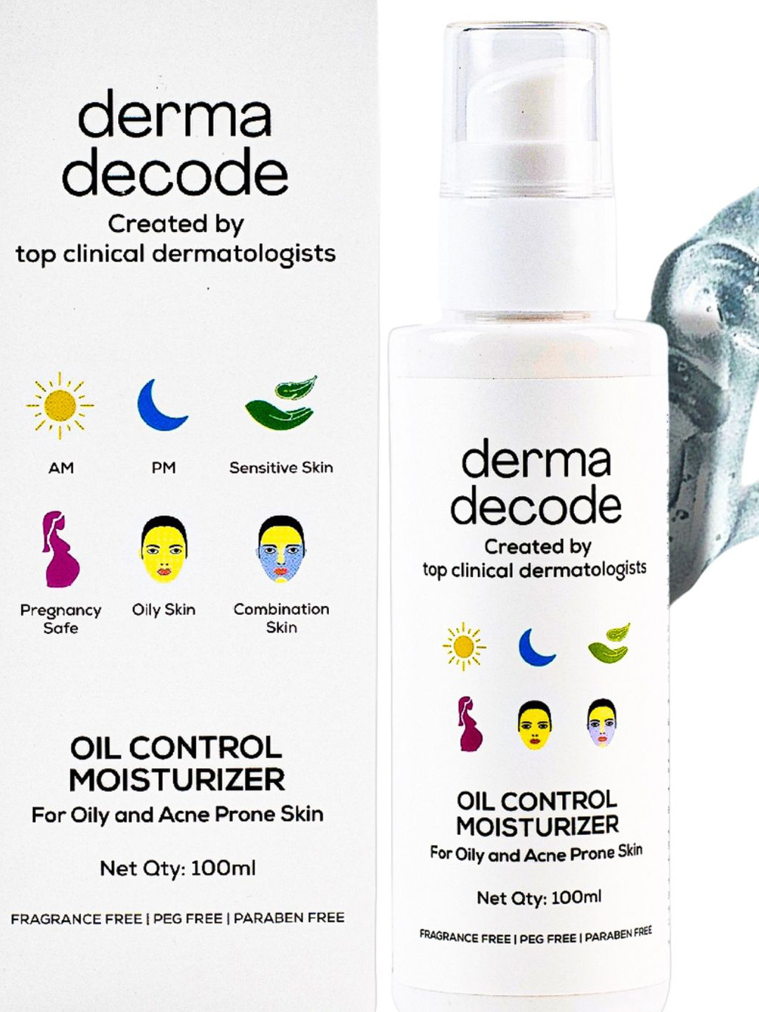 

derma decode Oil-Control Face Moisturizer for Oily & Acne Prone Skin - 100 ml, White