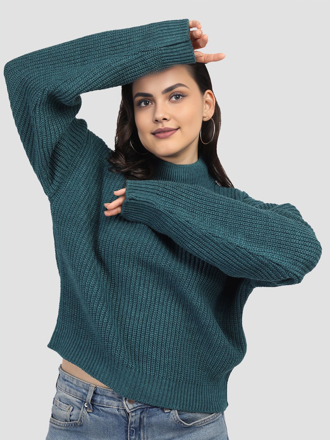 

The Roadster Lifestyle Co Woolen High Neck Pullover Sweater, Teal