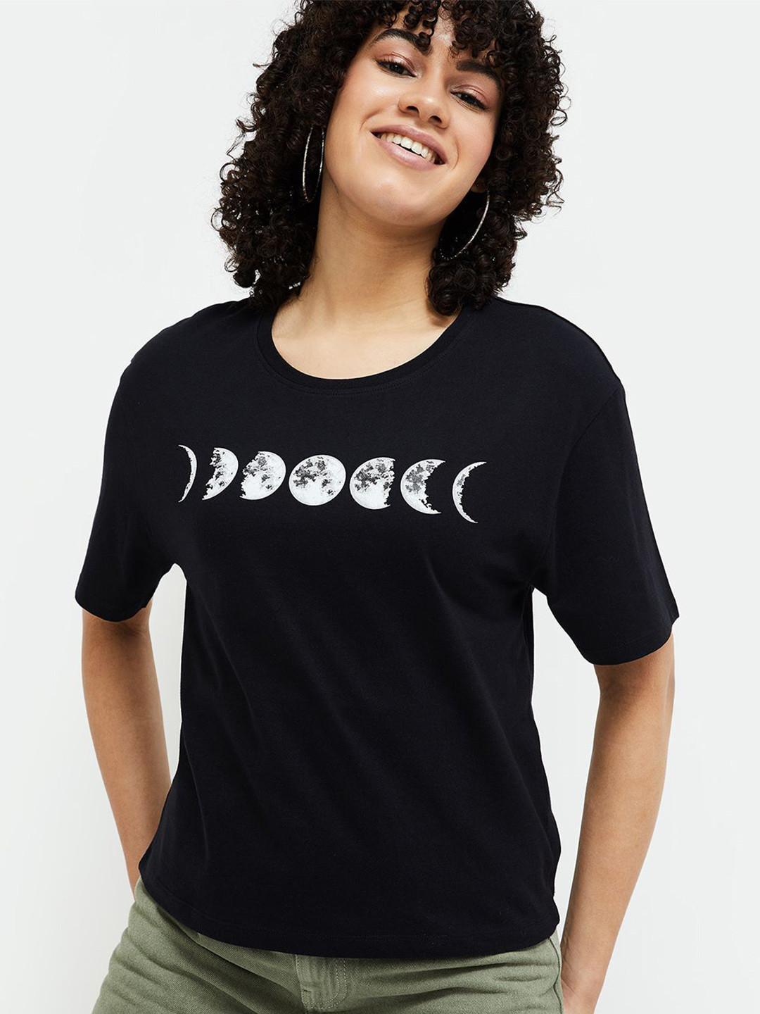 

Fame Forever by Lifestyle Women Typography Printed Round Neck Cotton Top, Black