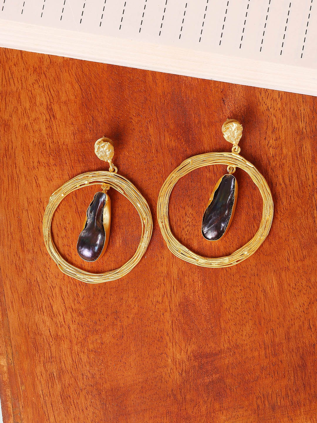 

ROYAL PITARAH Gold-Plated Contemporary Pearls Drop Earrings