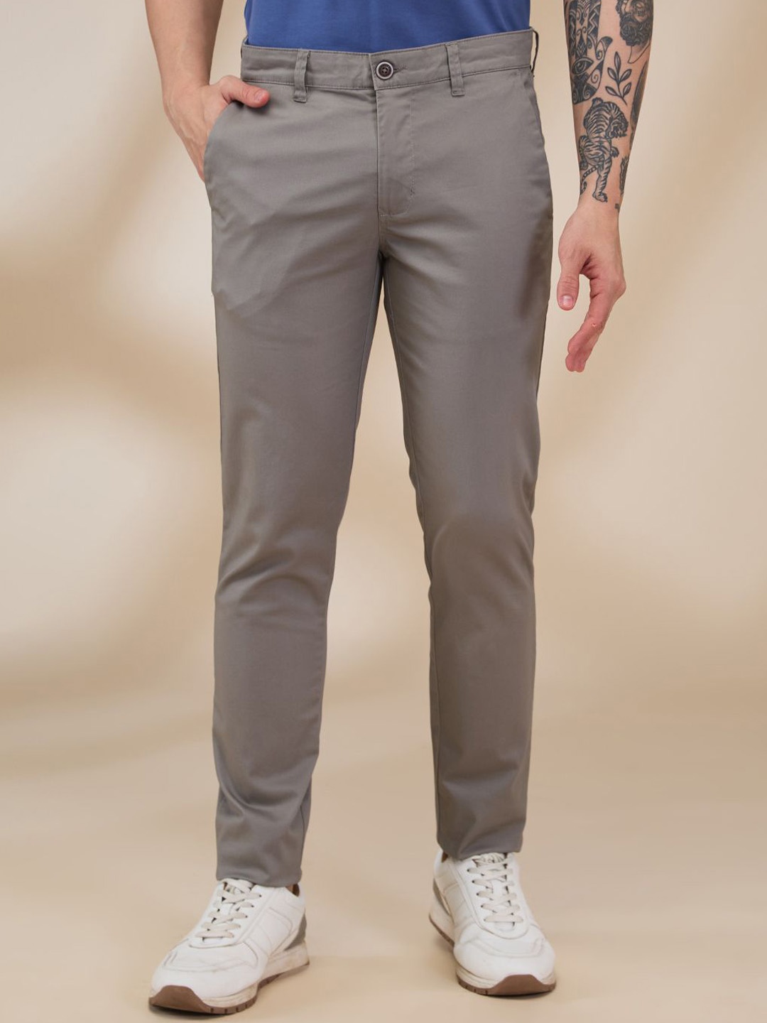 

Parx Men Slim Fit Regular Fit Trousers, Grey