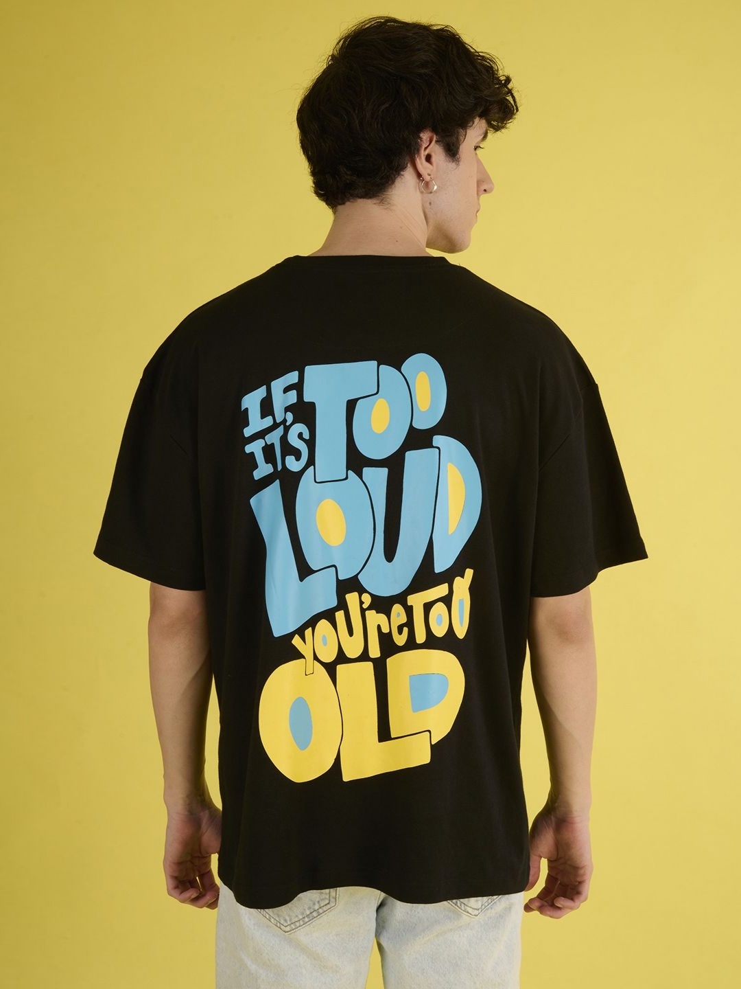 

Bene Kleed Men Typography Printed Round Neck Cotton Oversized T-shirt, Black