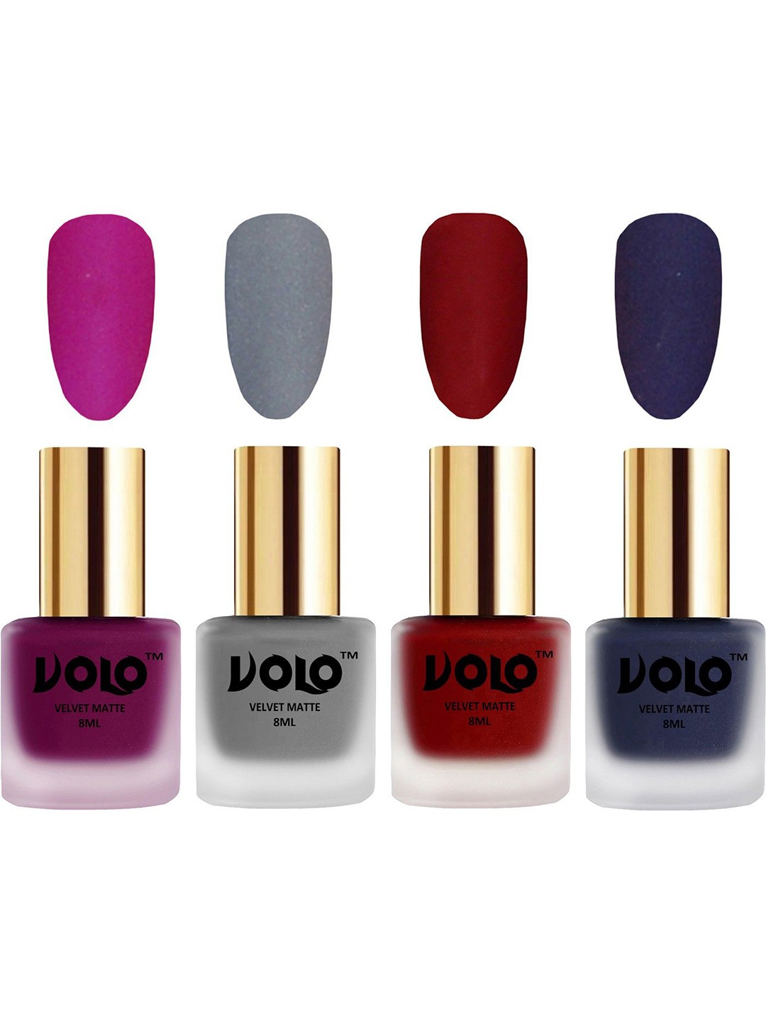 

VOLO Set Of 4 Velvet Matte Nail Polish- 8 ml Each- Shade- 14- 20- 22- 31, Multi