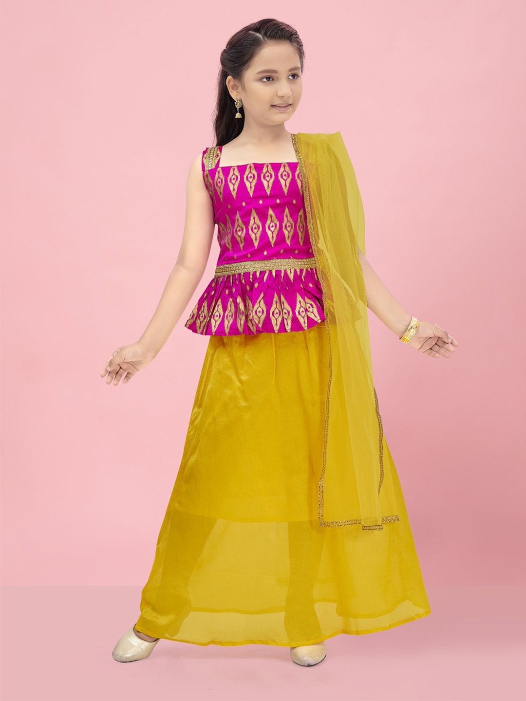 

BAESD Girls Ready to Wear Lehenga & Blouse With Dupatta, Pink