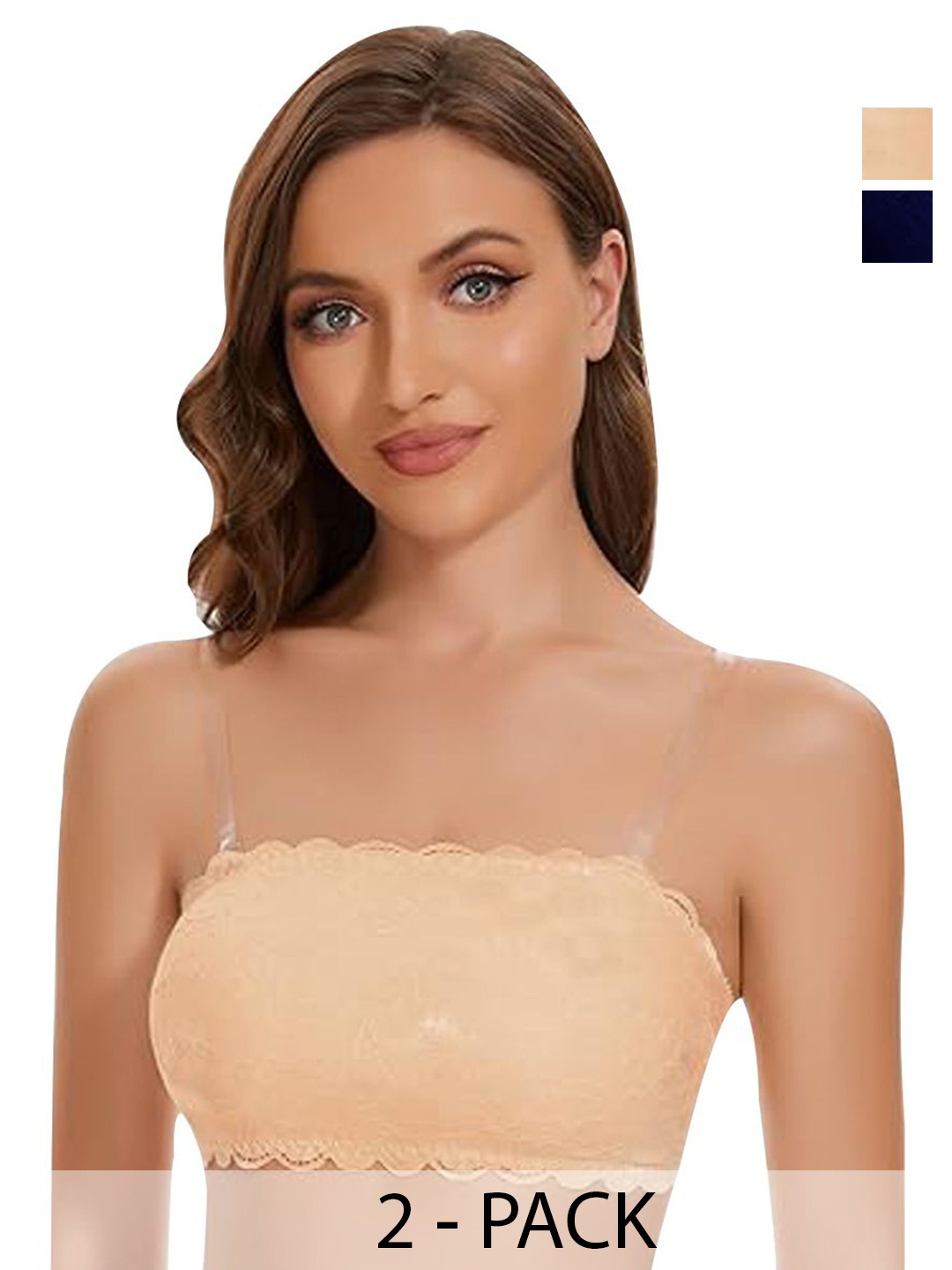 

ComfyStyle Floral Bandeau Full Coverage Lightly Padded Bra, Beige