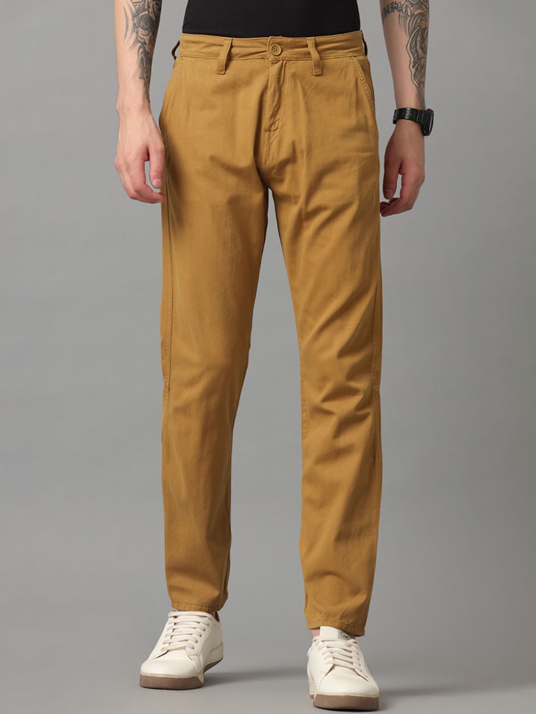 

Voi Jeans Men Chinos Trousers, Mustard