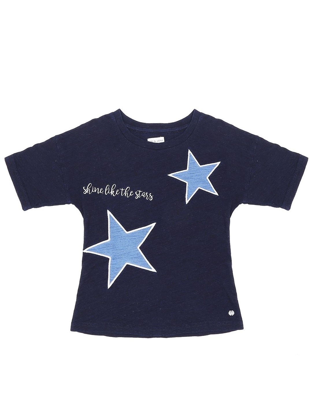 

Gini and Jony Girls Graphic Printed Round Neck Cotton T-Shirt, Navy blue