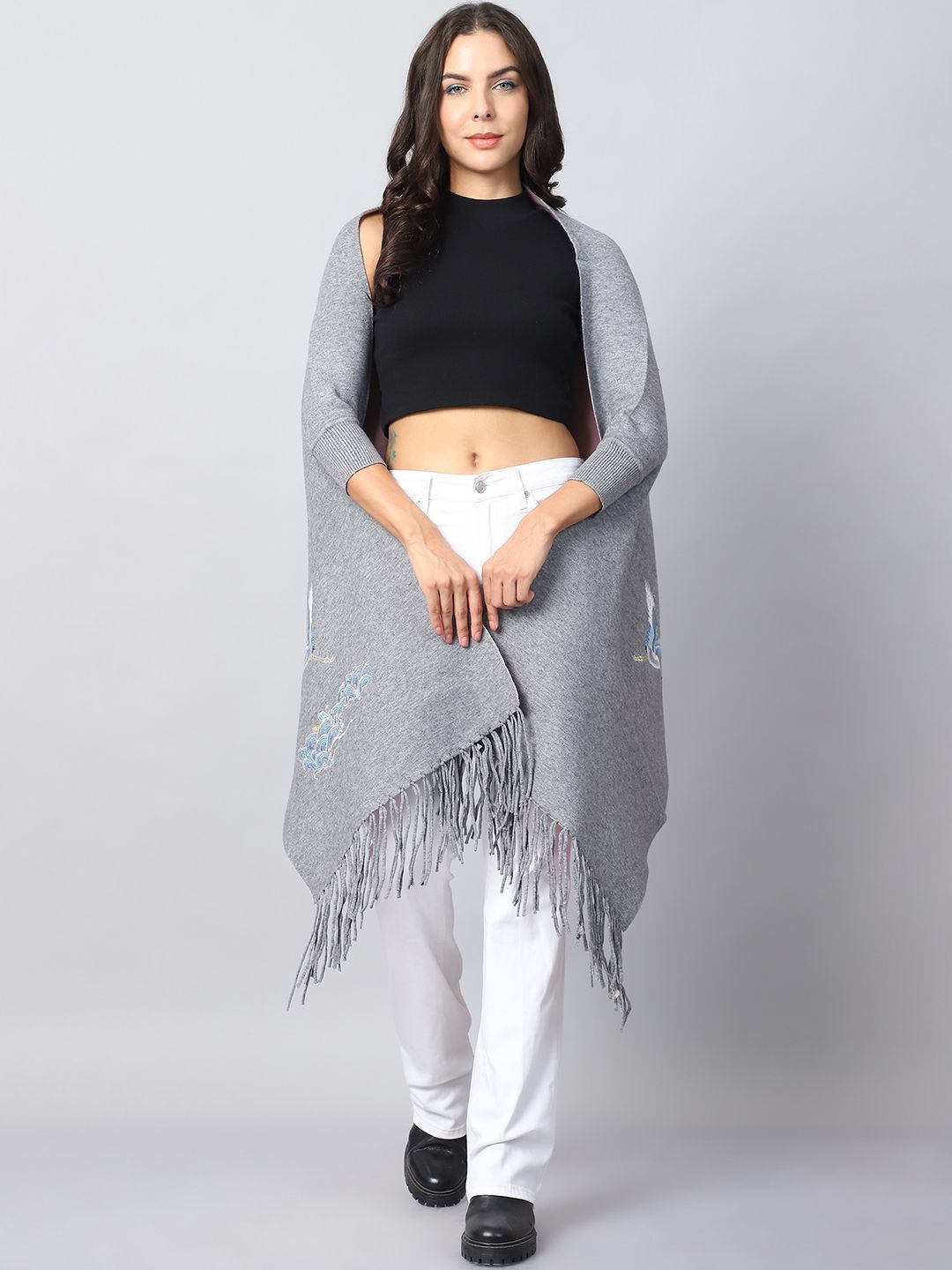 

ELLIS Women Self Design Acrylic Mufflers, Grey