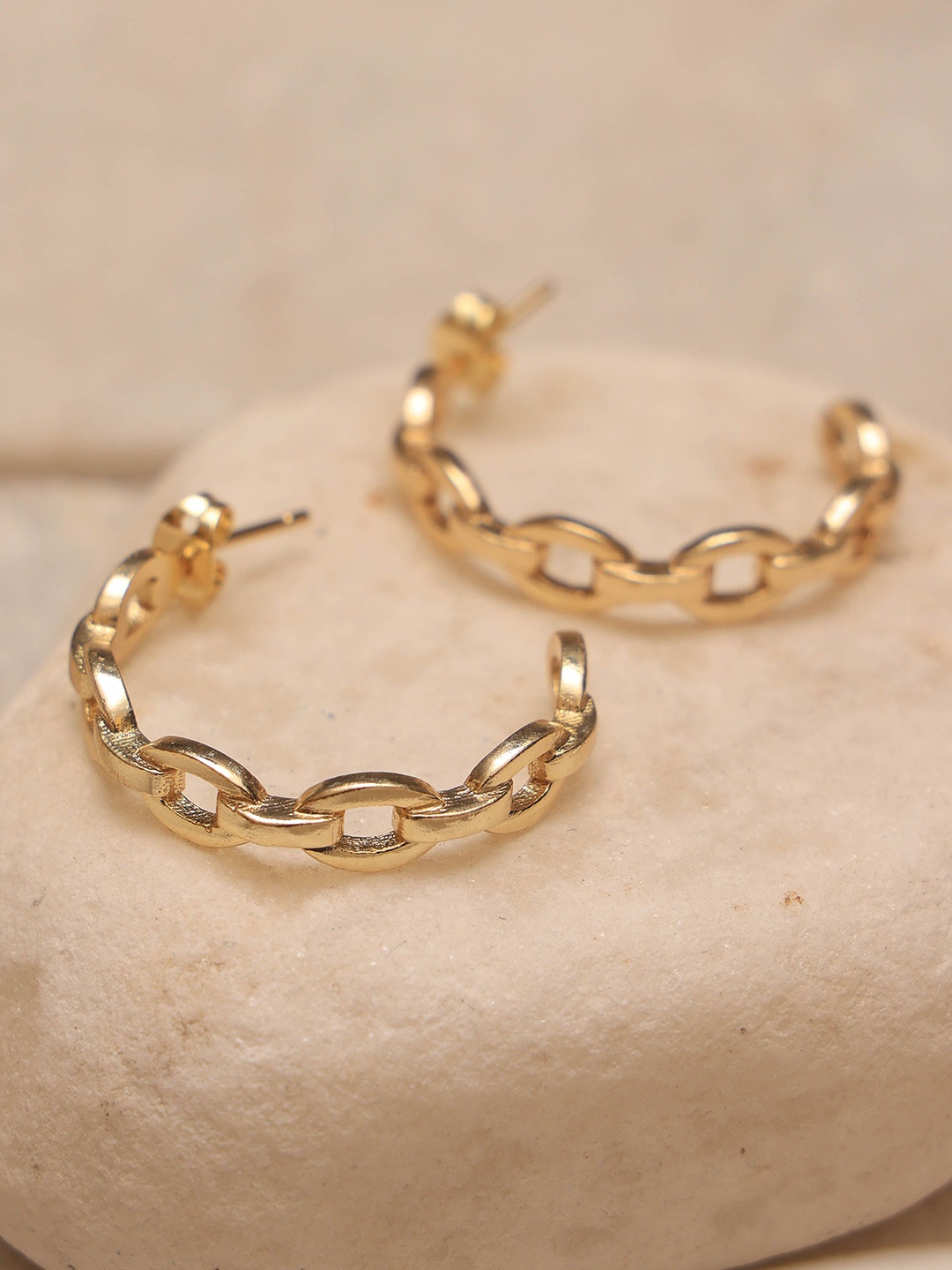 

ROYAL PITARAH Gold Plated Contemporary Half Hoop Earrings