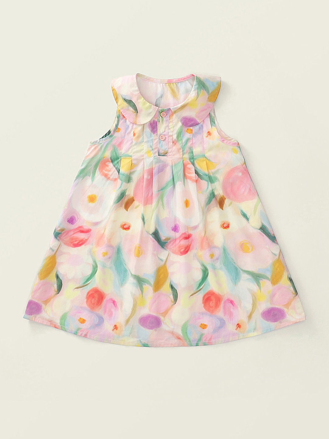 

LULU & SKY Girls Floral Printed Cotton Fit & Flare Dress, Multi