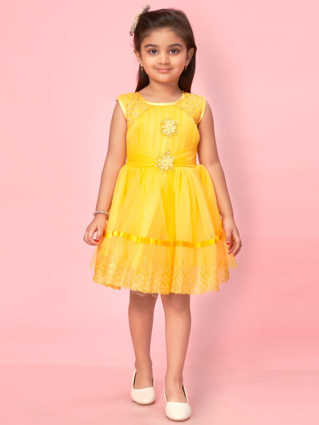 

BAESD Net Fit & Flare Dress, Yellow