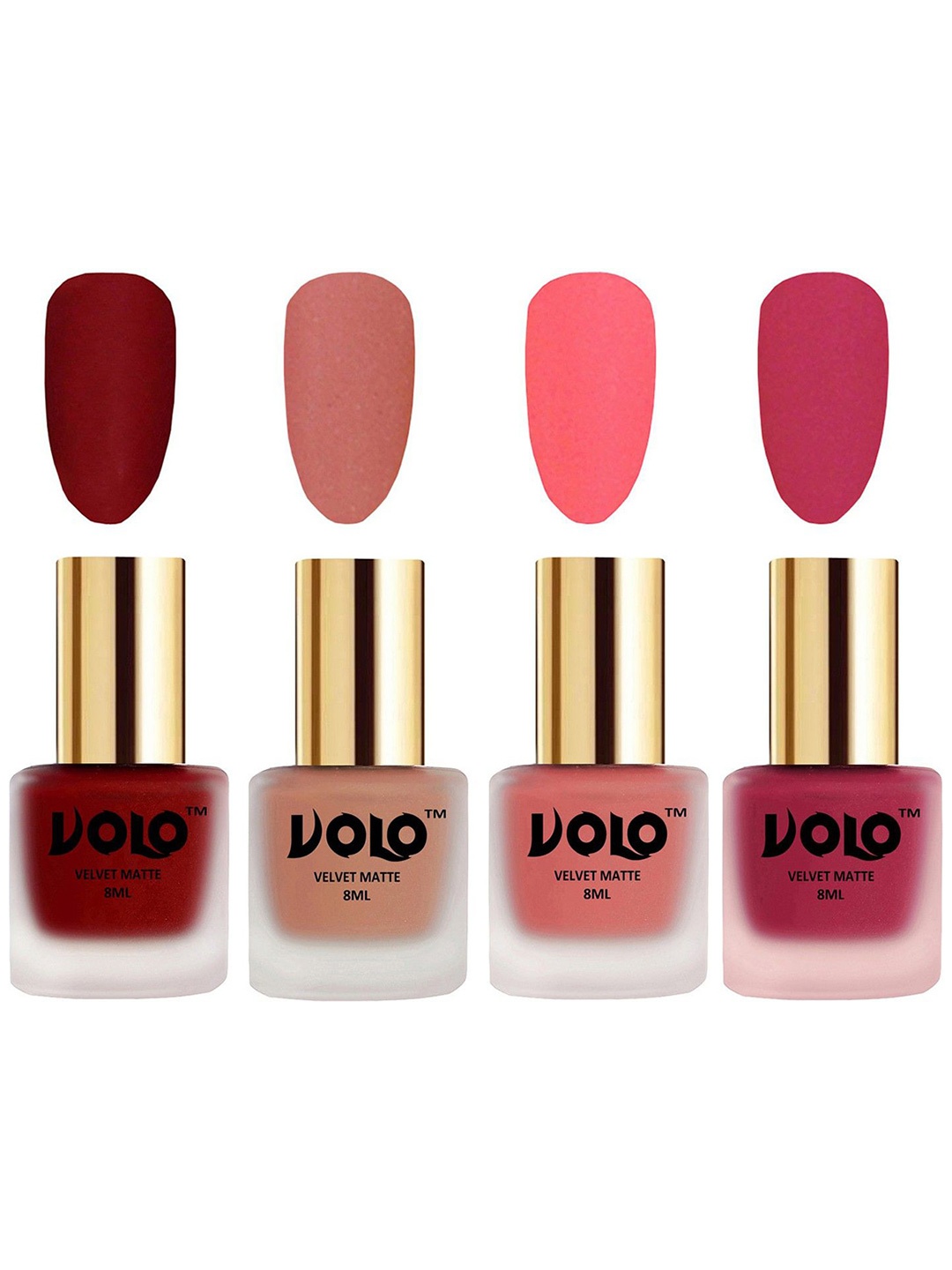 

VOLO Set Of 4 Velvet Matte Nail Polish- 8 ml Each-22 -38-41- 43, Multi