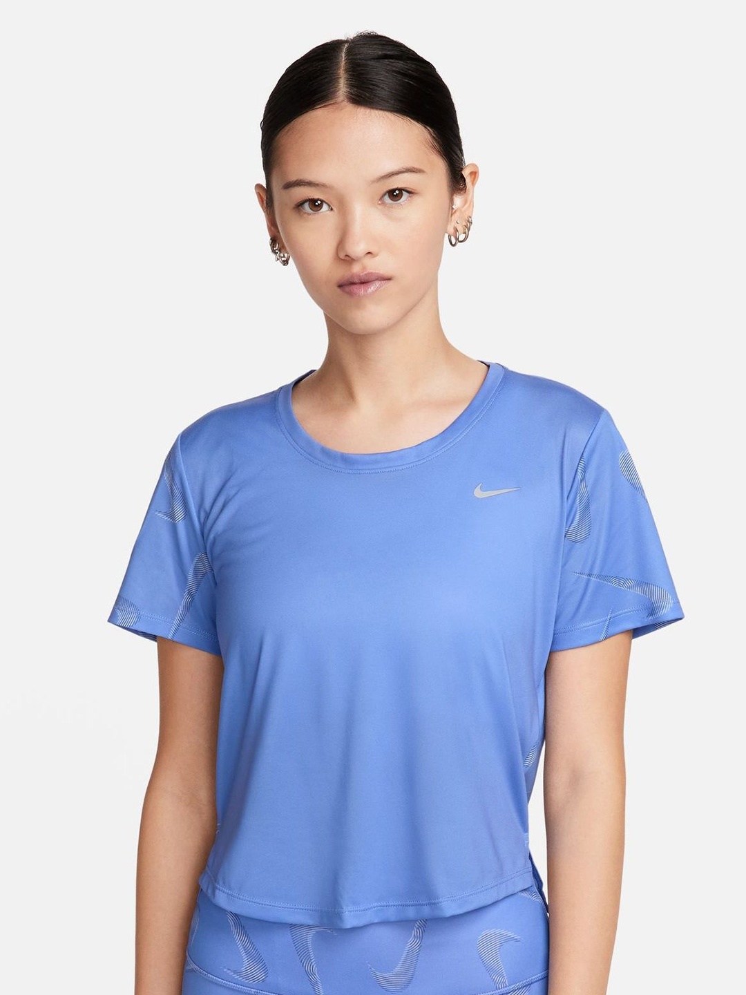 

Nike Dri-FIT Swoosh Women's Short-Sleeve Printed Running Top, Blue