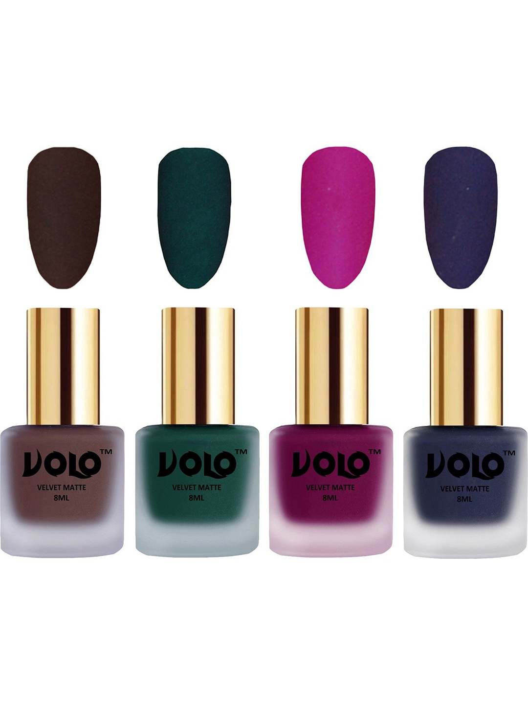 

VOLO Set Of 4 Velvet Matte Nail Polish- 8 ml Each- Shade- 2-12-14- 31, Multi