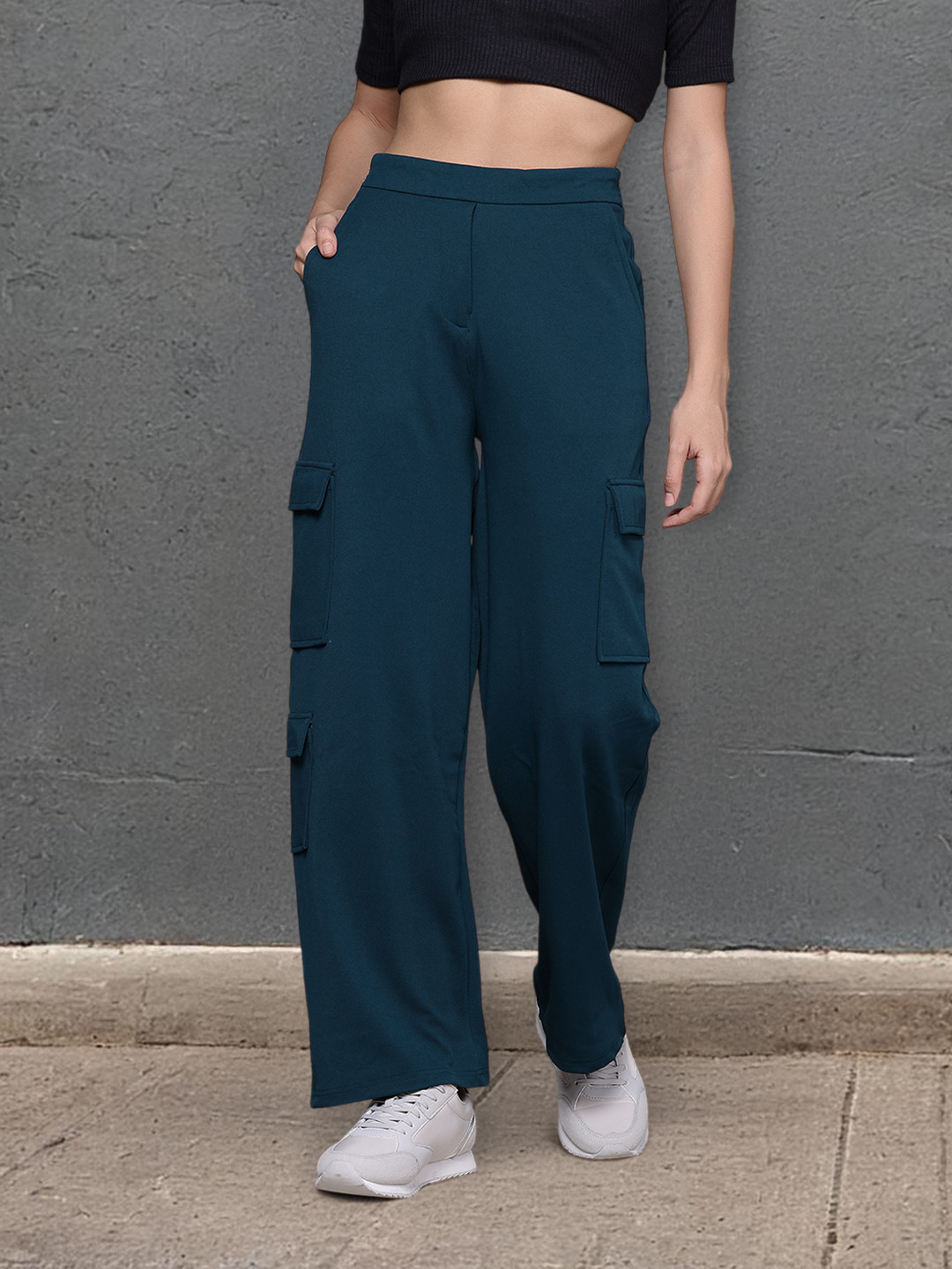 

The Roadster Lifestyle Co. Women Street Utility Chic Trousers, Teal