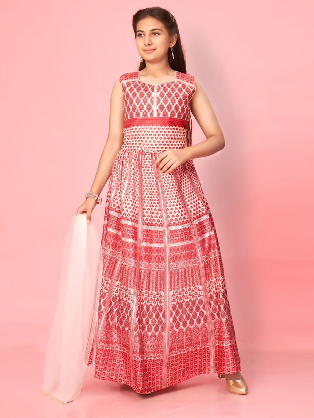 

BAESD Girls Ready to Wear Lehenga & Blouse With Dupatta, Peach