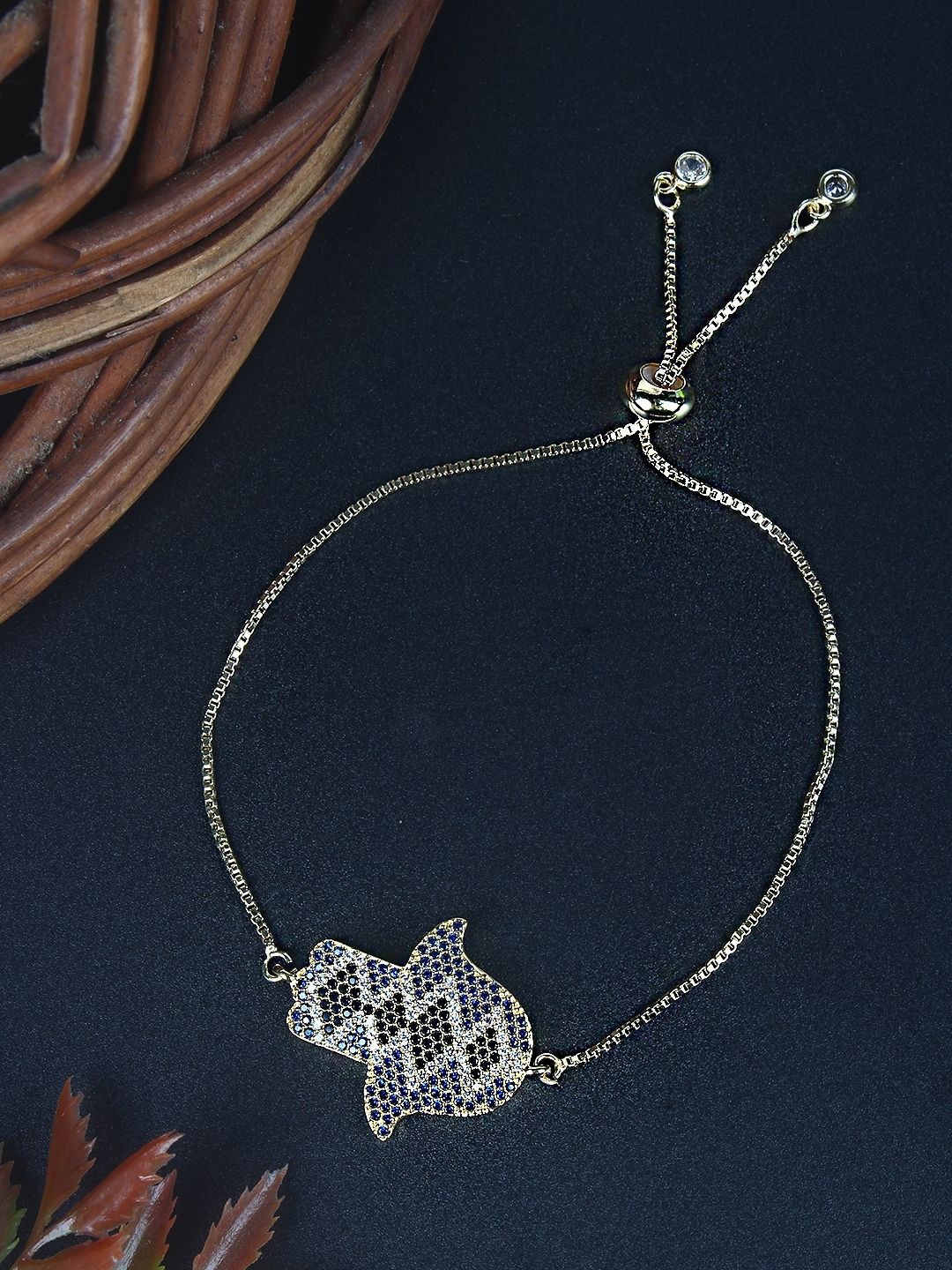 

KPOP Gold-Plated Cubic Zirconia Studded Charm Bracelet