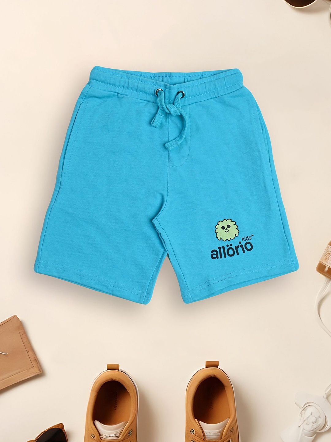 

allorio kids Boys Cotton Slim Fit Shorts, Blue