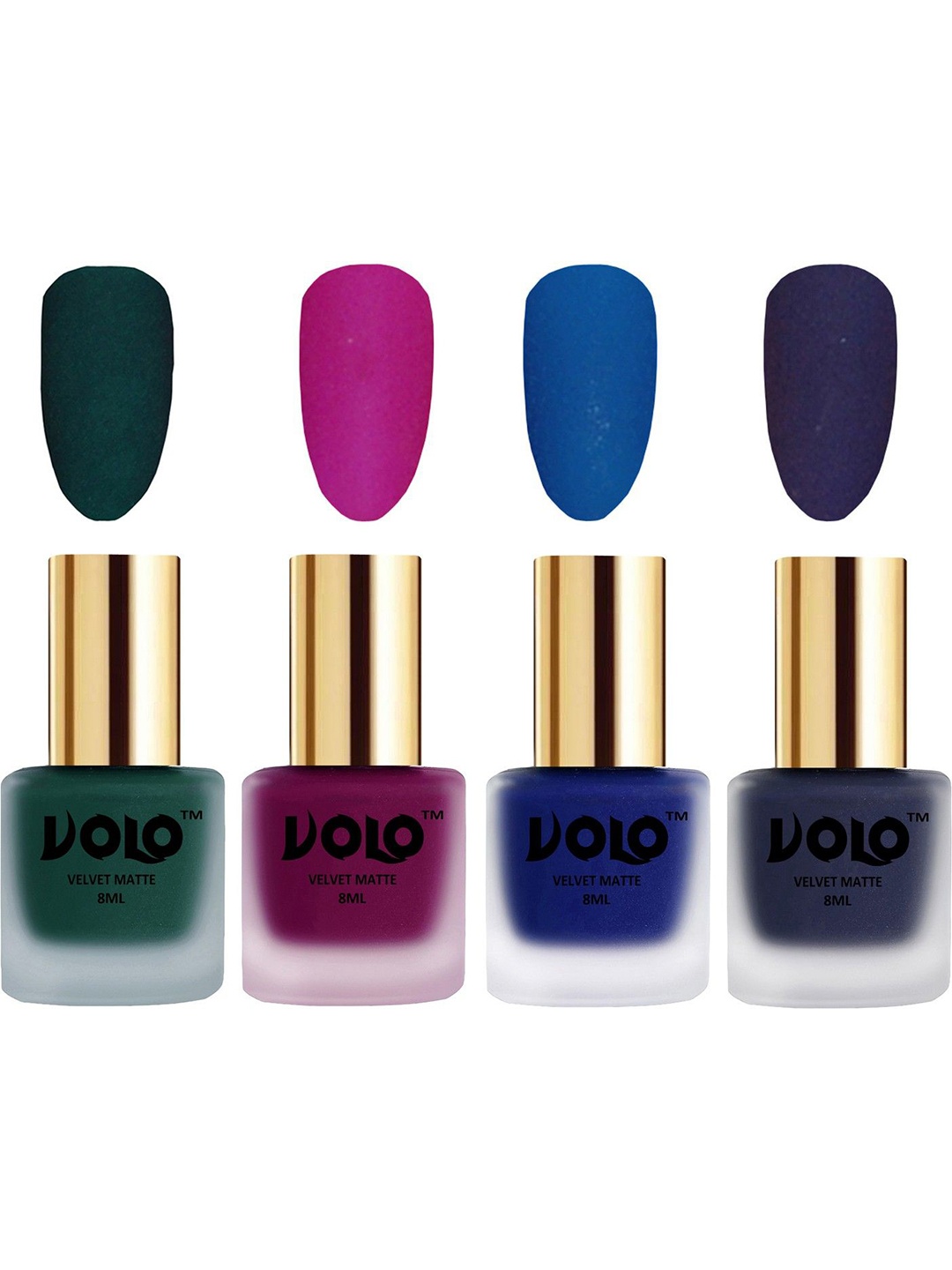 

VOLO Set Of 4 Velvet Matte Nail Polish- 8 ml Each- Shade- 12-14-19-31, Multi