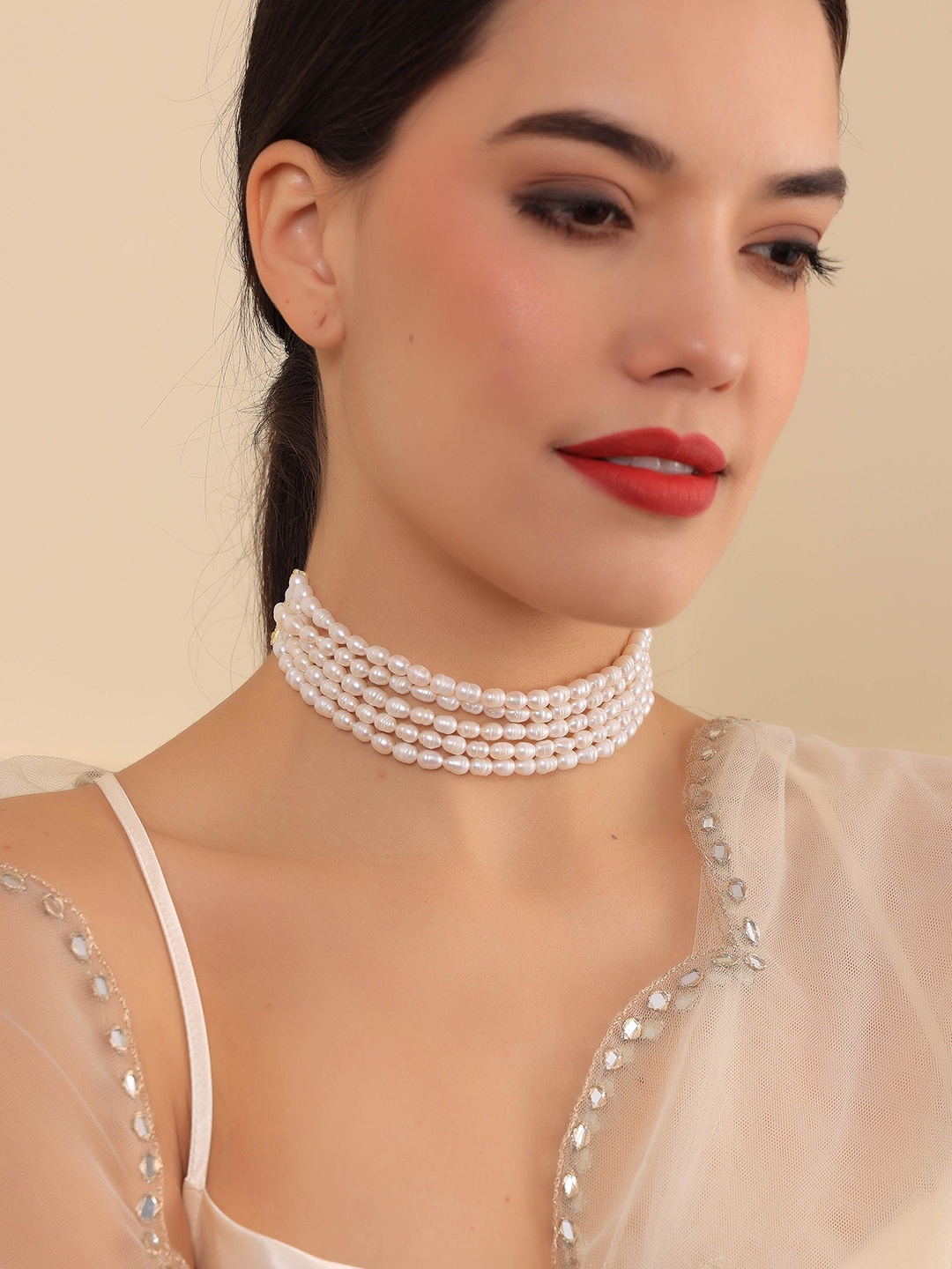 

ROYAL PITARAH Timeless Grace Pearls Choker Necklace, Gold