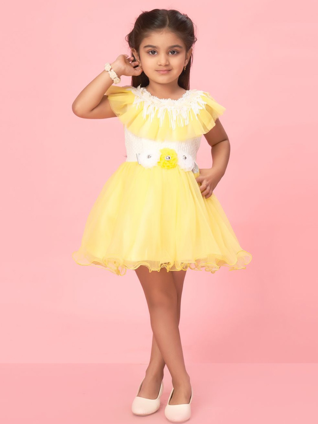 

BAESD Net Fit & Flare Dress, Yellow