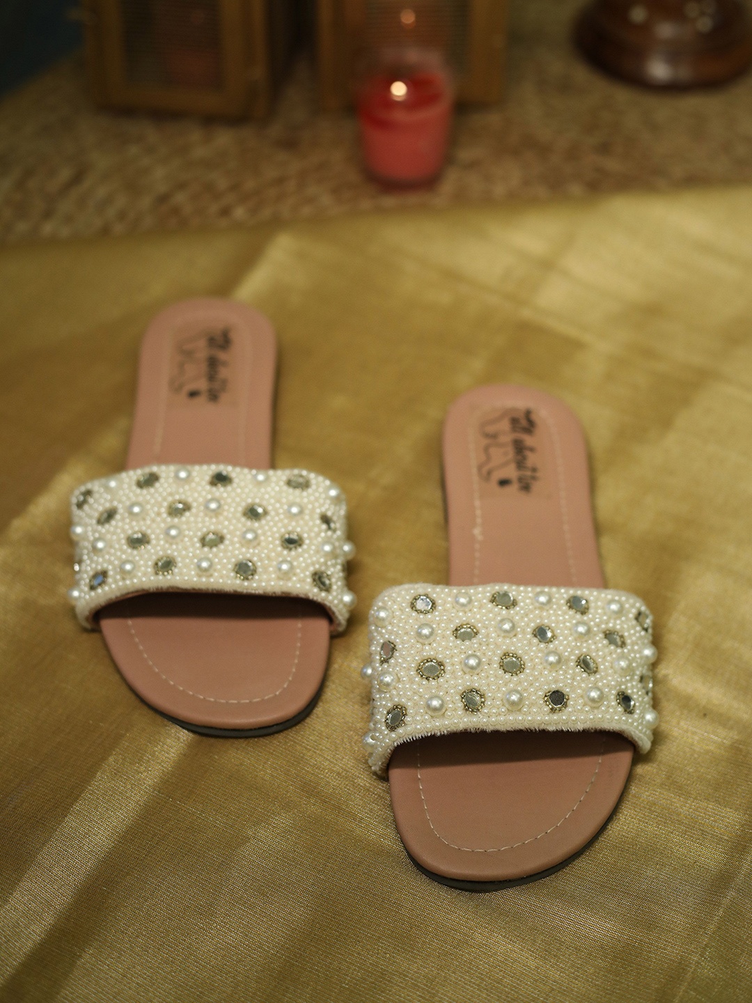 

ALL ABOUT TOE Women Embellished Open Toe Flats, White