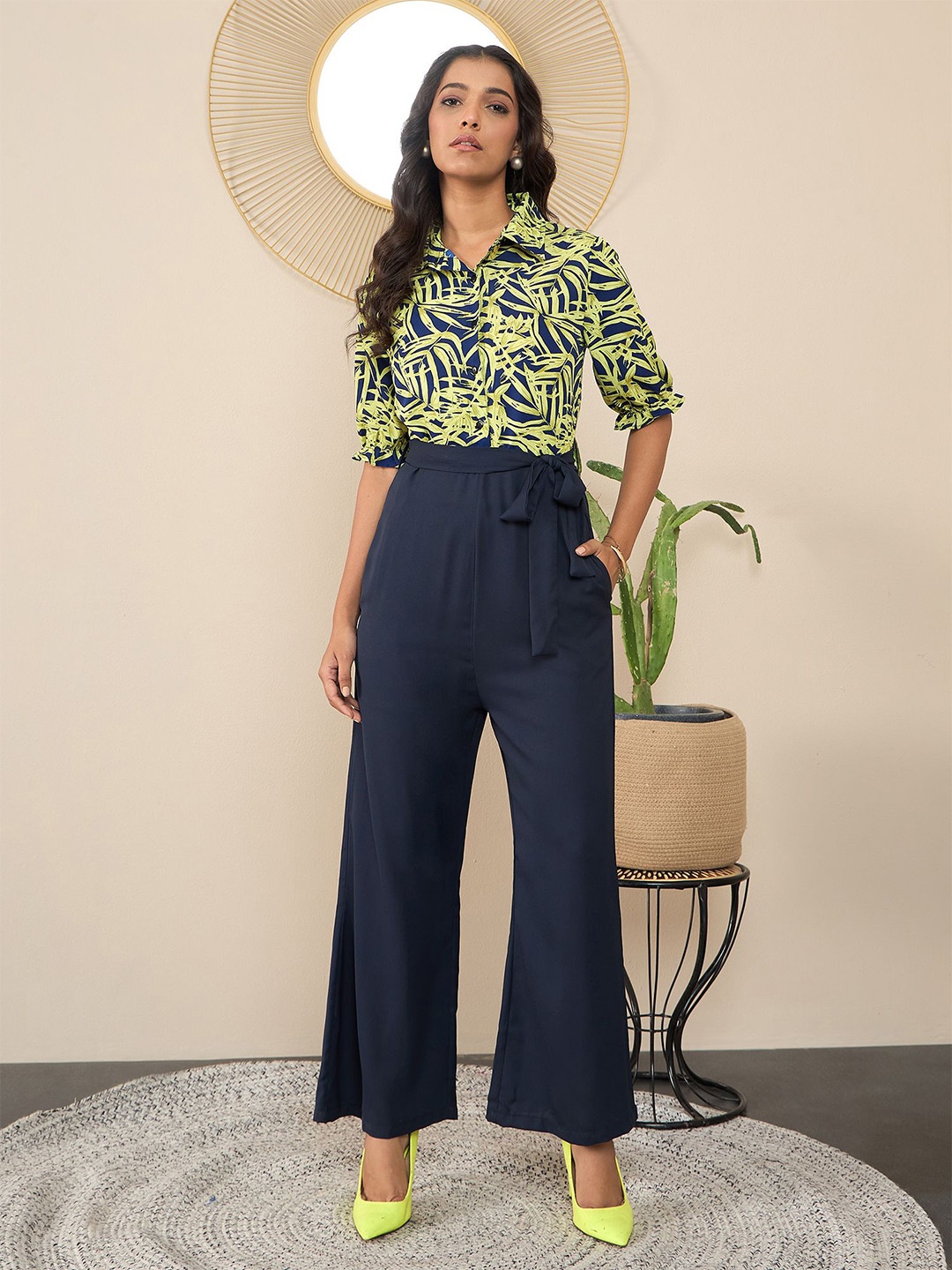 

StyleStone Women Printed Basic Jumpsuit, Navy blue