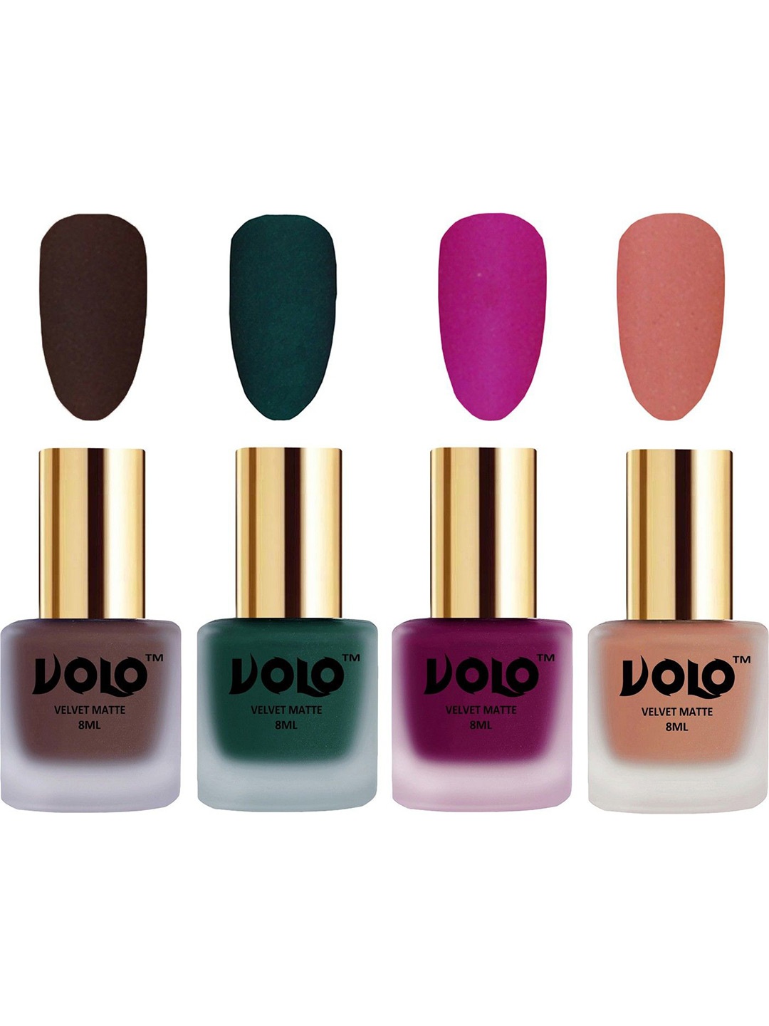 

VOLO Set Of 4 Velvet Matte Nail Polish-8 ml Each Shade -2 -12 -14 -38, Pink