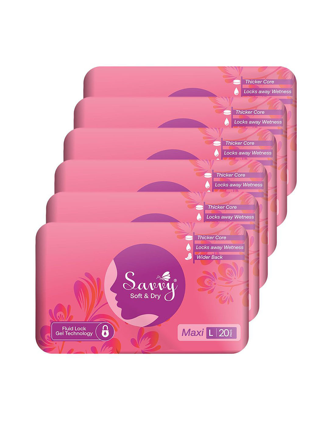 

Savvy Set Of 6 High Quick Absorbent Disposable Period Panties L - 20 Pads Each, White