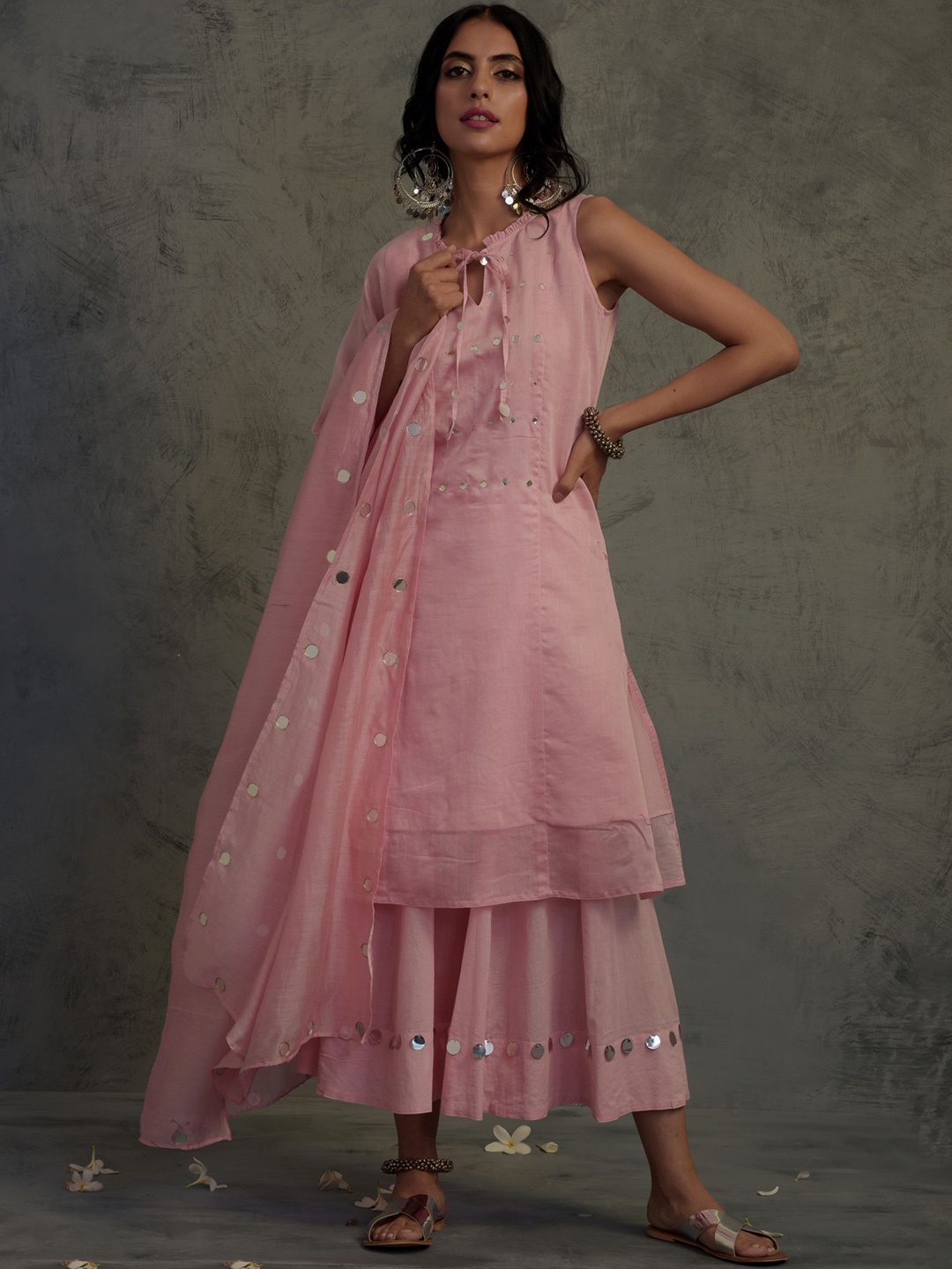 

charkhee Women Kurta with Pyjamas & With Dupatta, Pink