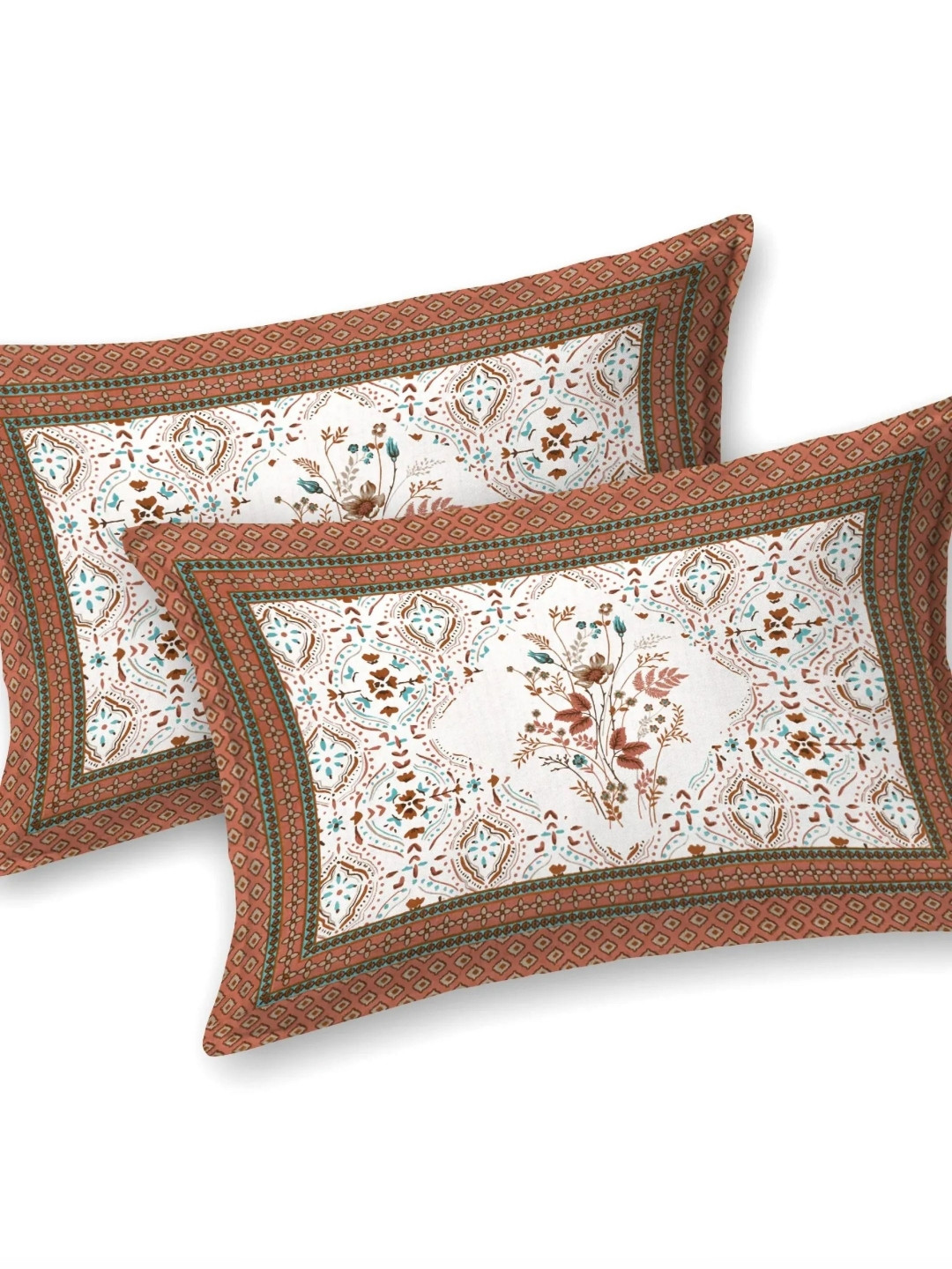 

LIVING ROOTS Ethenic Jaipur Red Printed 210 TC Cotton King Bedsheet With 2 Pillow Covers