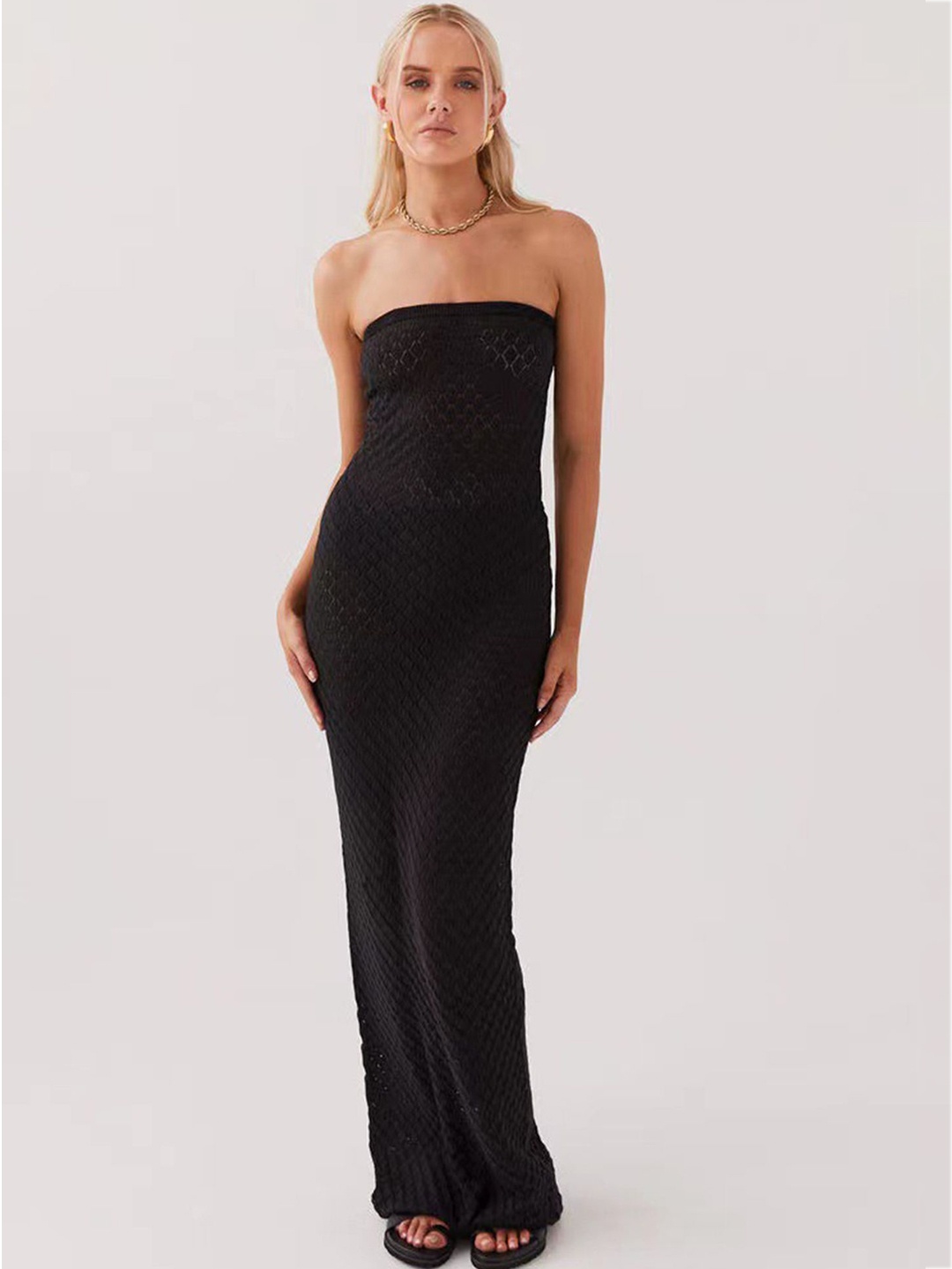 

LULU & SKY Strapless Bodycon Maxi Dress, Black
