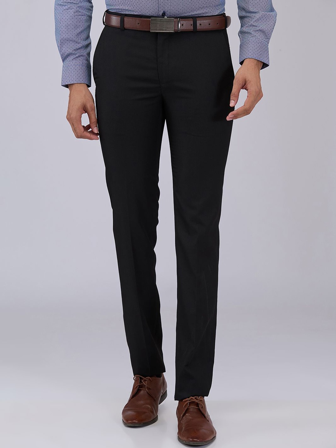

Raymond Men Checked Trousers, Black