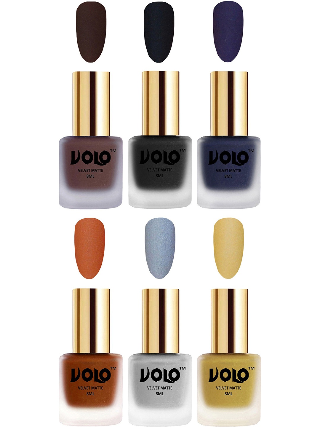 

VOLO Set Of 6 Velvet Matte Nail Polish - 8 ml Each Shade Magenta - Light Wine, Multi