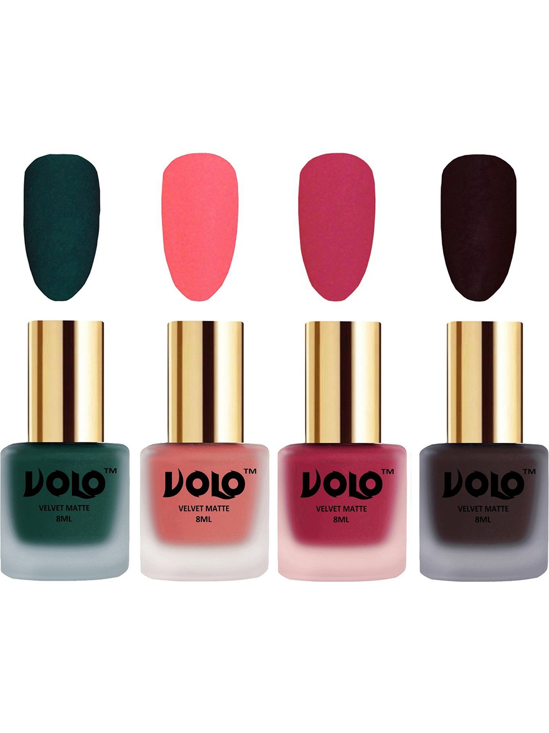 

VOLO Set Of 4 Velvet Matte Nail Polish- 8 ml Each- Shade- 12- 41- 43- 45, Multi