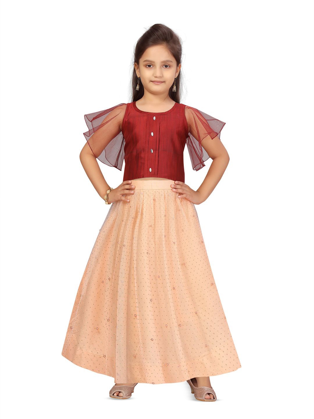 

BAESD Girls Ready to Wear Lehenga &, Maroon