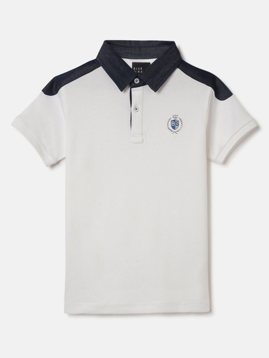 

Blue Giraffe Boys Solid Polo Collar Cotton T-shirt, White
