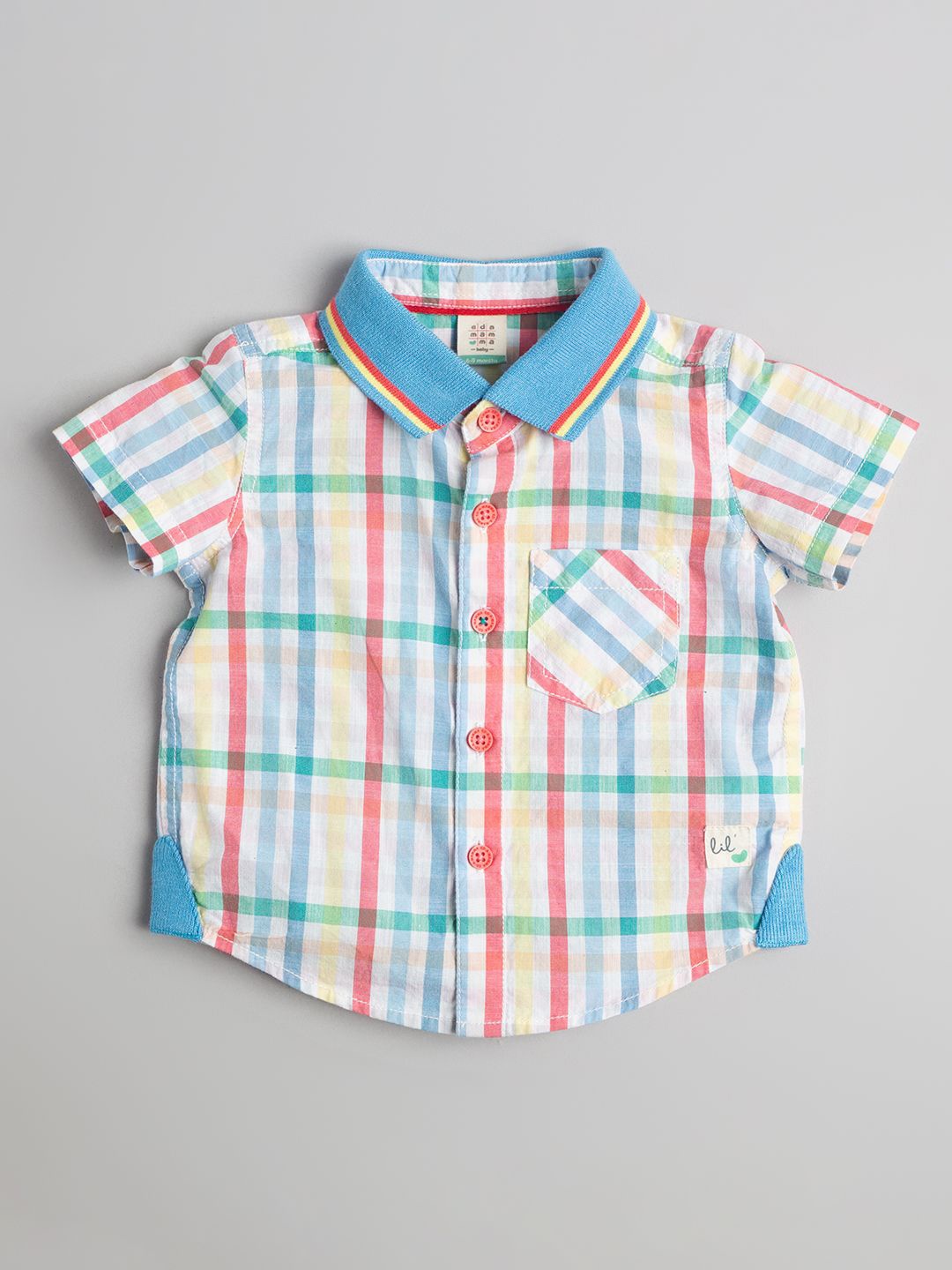 

Ed-a-Mamma Baby Boys Premium Cutaway Collar Gingham Checked Cotton Casual Shirt, White