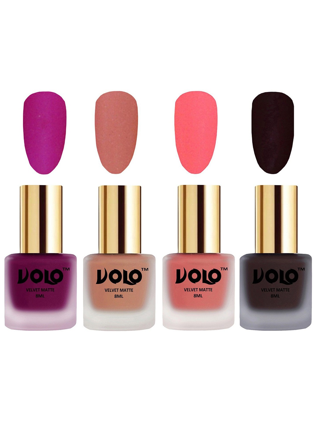 

VOLO Set Of 4 Velvet Matte Nail Polish- 8 ml Each- 14- 38-41- 45, Multi