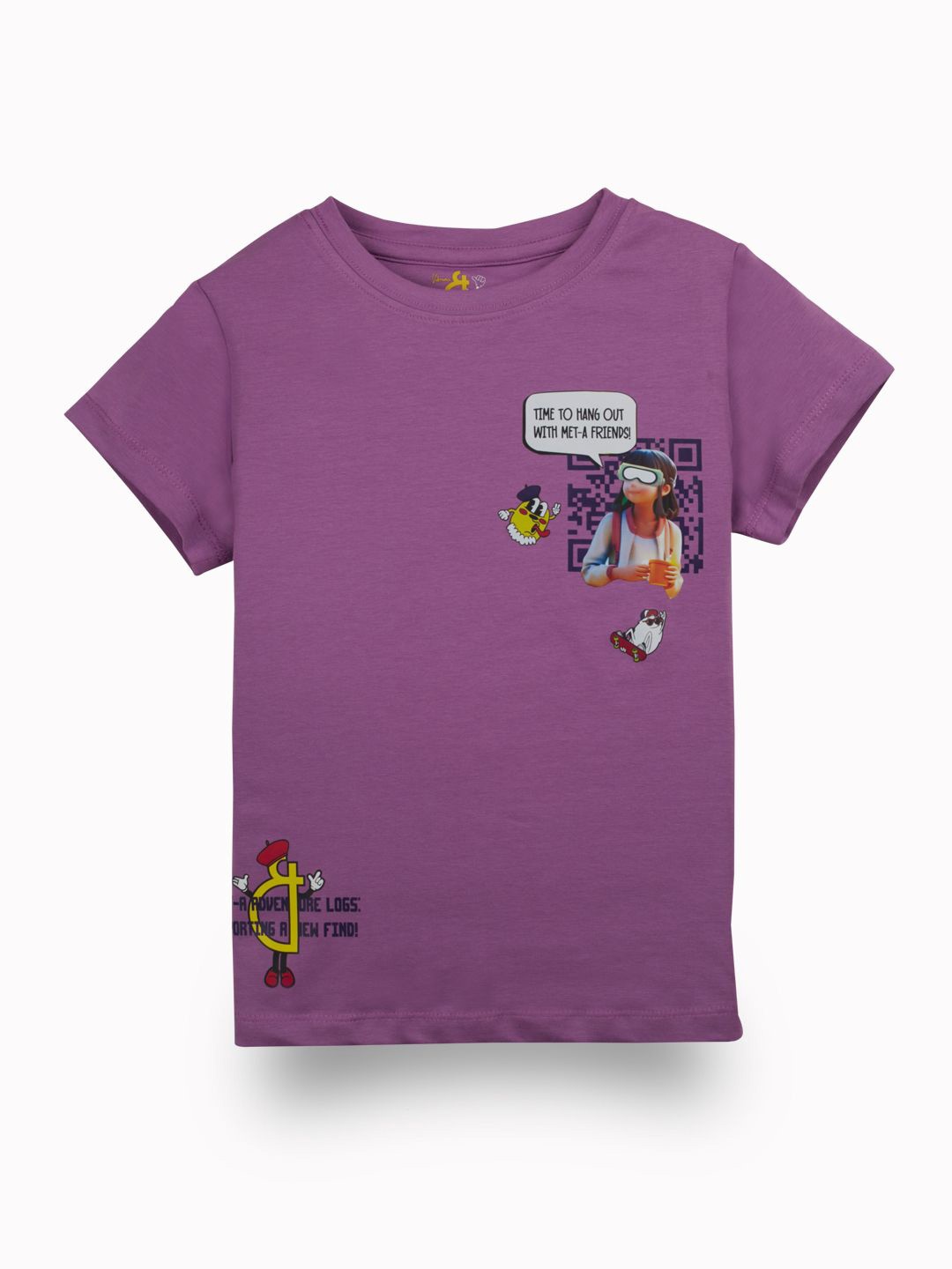 

Gini and Jony Girls Graphic Printed Round Neck Cotton T-Shirt, Purple