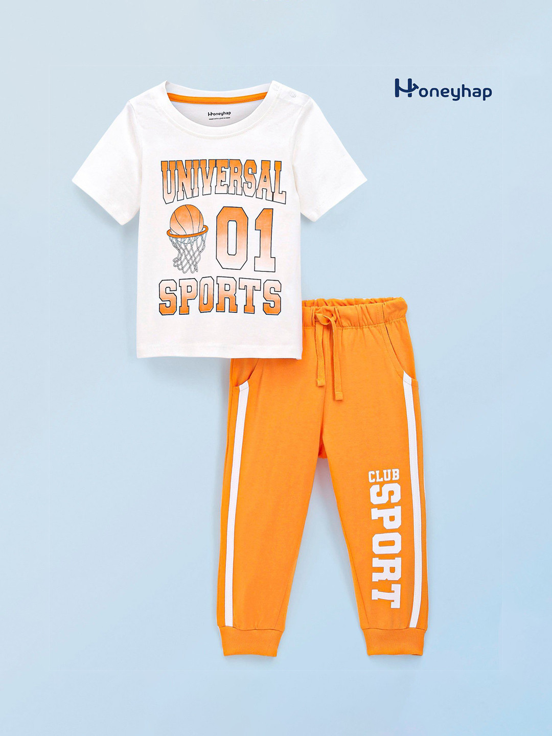 

Honeyhap Boys Pure Cotton Printed Night suit, White