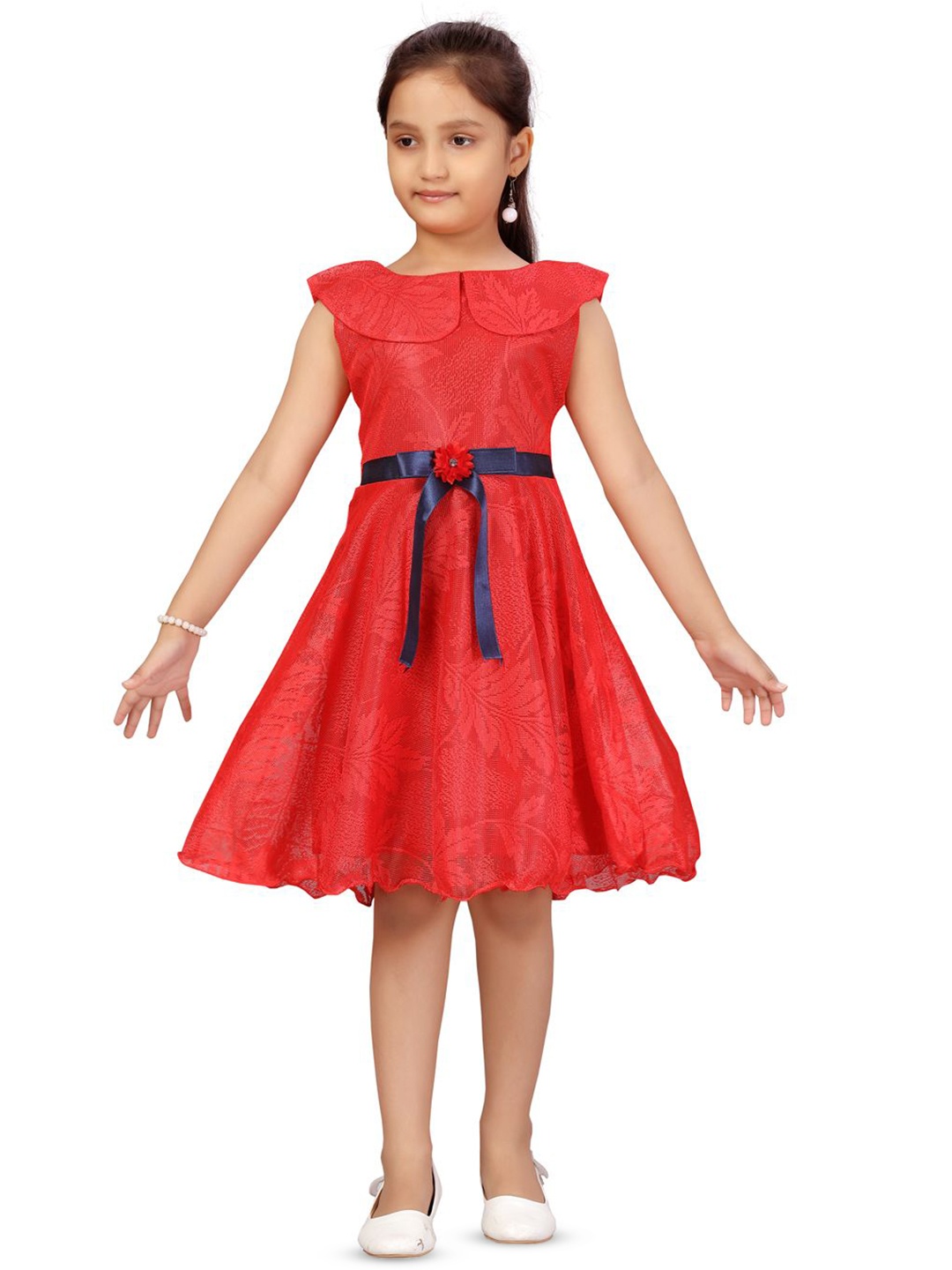 

BAESD Girls Net Fit & Flare Dress, Red