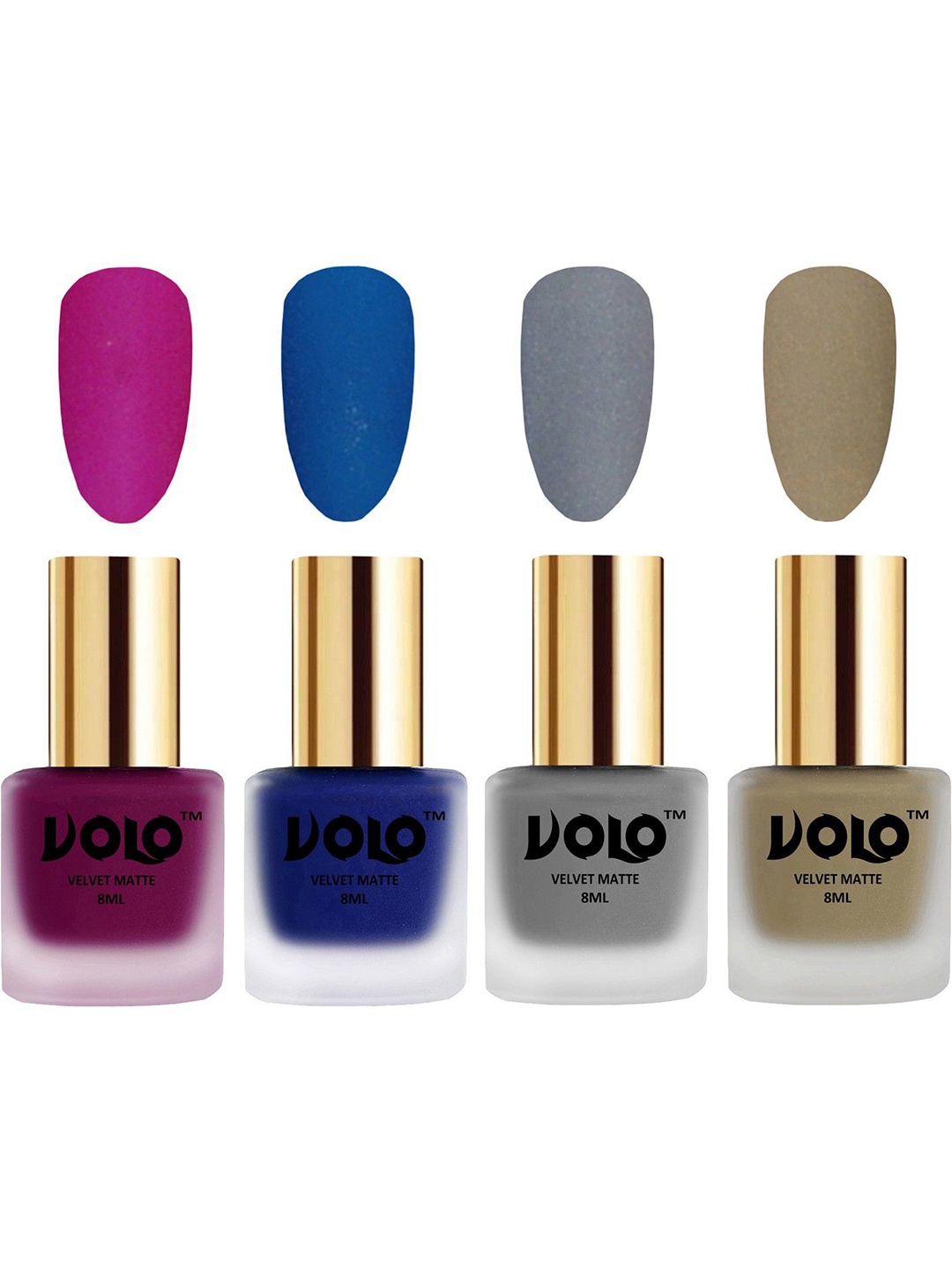 

VOLO Set Of 4 Velvet Matte Nail Polish- 8 ml Each- Shade- 14-19- 20- 37, Multi